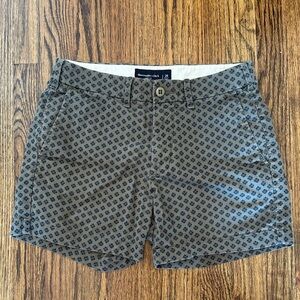 Abercrombie & Fitch Men's Green and Navy Blue Patterned Shorts
